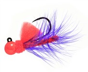 Aerojig Hackle Jig, 1/8 oz, #1 Hook, Flame & Purple