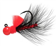 Aerojig Hackle Jig, 1/8 oz, #1 Hook, Flame & Black