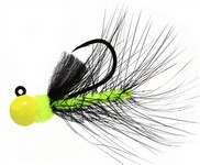 Aerojig Hackle Jig, 1/8 oz, #1 Hook, Chartreuse & Black