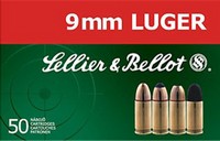 Sellier & Bellot, 9mm, FMJ, 115 Grain, 50 Rounds Handgun Ammo