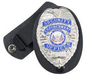Badge Holder Leather Clip