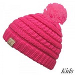 Kid's Knit CC Beanie with Pom - Pale Pink