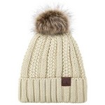 Ladies Fleece Lined CC Beanie with Pom - Ivory