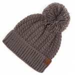 Ladies CC Twisted Cable Knit Beanie - Gray