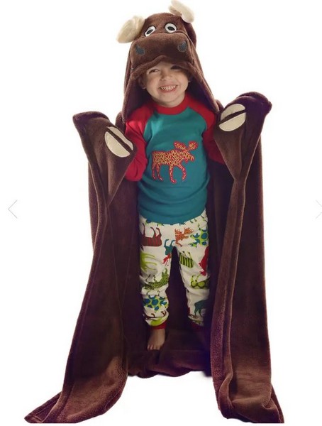 Kid's Moose Head Hooded Blanket