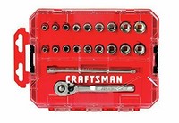 Craftsman 1/4 in. drive S Metric and SAE 6 Point Socket and Ratchet Set 20 pc