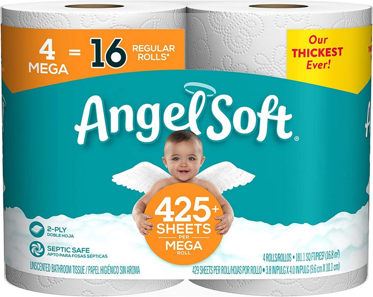 Angel Soft Toilet Paper 4 Rolls 429 sheet 45 ft.