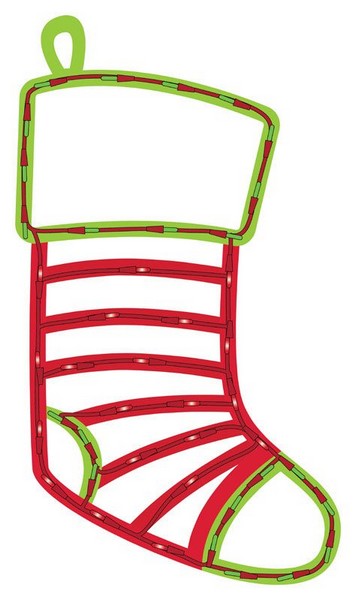 IG Design Green/Red Lit Stocking Silhouette Indoor Christmas Decor