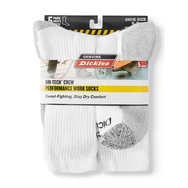 Sock Mens Dickies 5pk Crew Wht