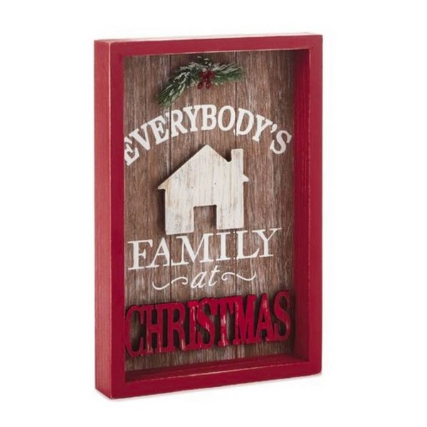 Hallmark Red/White Everybodys Family at Christmas Sign Tabletop Dr