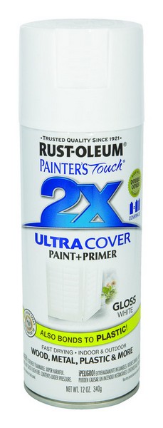 Rust-Oleum Painter's Touch 2X Ultra Cover Gloss White Paint + Primer Spray Paint 12 oz