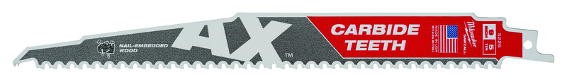Milwaukee AX 9 in. Carbide Demolition Reciprocating Saw Blade 5 TPI 1 pk