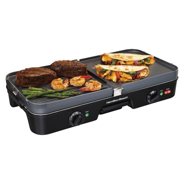 Hamilton Beach Black Plastic Nonstick Surface Griddle/Grill 180 sq in