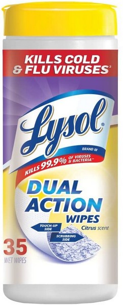 Lysol Dual Action Citrus  Anitbacterial Disinfectant 35 ct 1 pk