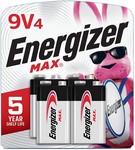 Energizer Max 9-Volt Alkaline Batteries 4 pk Carded