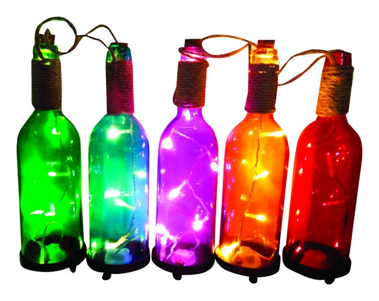 Infinity Assorted Glass 10.83 in. H Bottle Lights Outdoor Decoration