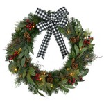 Celebrations Home 30 in. D LED Prelit Decorated Warm White Decorated Wreath With Bow