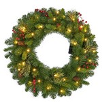 Celebrations Home 26 in. D LED Prelit Decorated Mixed Cedar Pine Wreath