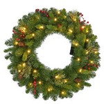 Celebrations Home 26 in. D LED Prelit Decorated Mixed Cedar Pine Wreath