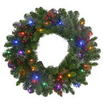 Celebrations Home 26 in. D LED Prelit Decorated Multicolored Mixed Cedar Pine Wreath