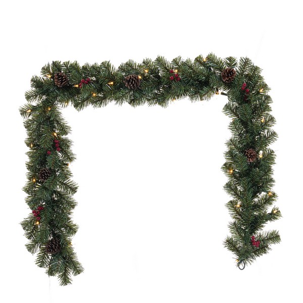 Celebrations 6 ft. L Incandescent Prelit Decorated Warm White Christmas Garland