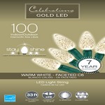 Celebrations Gold LED C6 Clear/Warm White 100 ct String Christmas Lights 33 ft.