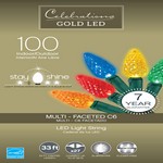 Celebrations Gold LED C6 Multicolored 100 ct String Christmas Lights 33 ft.