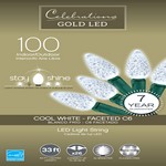Celebrations Gold LED C6 Cool White 100 ct String Christmas Lights 33 ft.