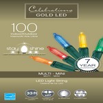 Celebrations Gold LED Mini Multicolored 100 ct String Christmas Lights 33 ft.