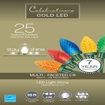 Celebrations Gold LED C9 Multicolored 25 ct String Christmas Lights 16 ft.