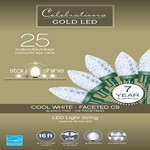 Celebrations Gold LED C9 Cool White 25 ct String Christmas Lights 16 ft.