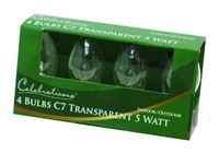 Celebrations Incandescent C7 Clear/Warm White 4 ct Replacement Christmas Light Bulbs