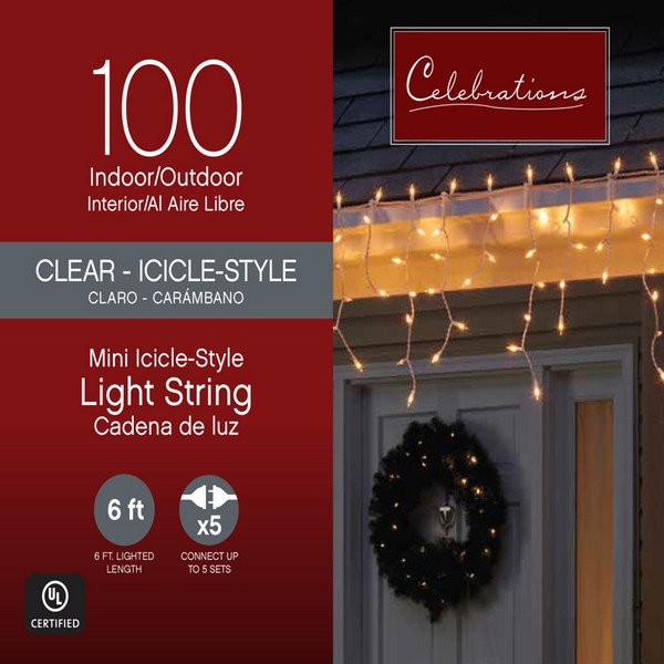 Celebrations Incandescent Incandescent Mini Clear/Warm White 100 ct Icicle