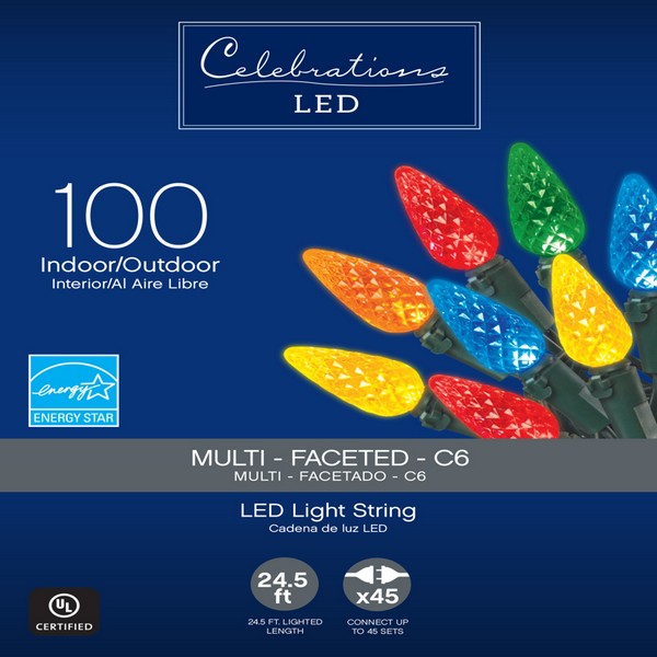 Celebrations LED C6 Multicolored 100 ct String Christmas Lights 24.5 ft.