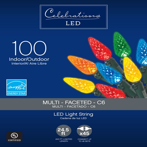 Celebrations LED C6 Multicolored 100 ct String Christmas Lights 24.75 ft.