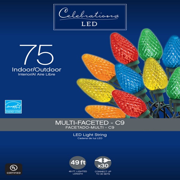 Celebrations LED C9 Multicolored 75 ct String Christmas Lights 49.3 ft.