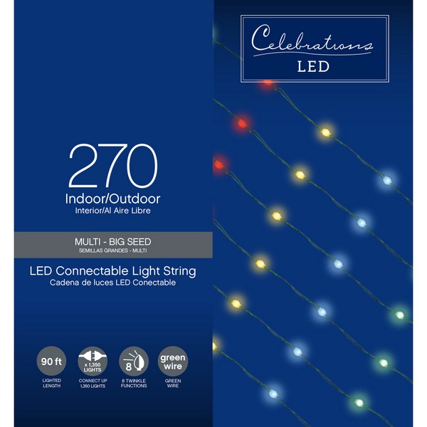 Celebrations LED Micro Dot/Fairy Multicolored 270 ct String Christmas Lights 90 ft.