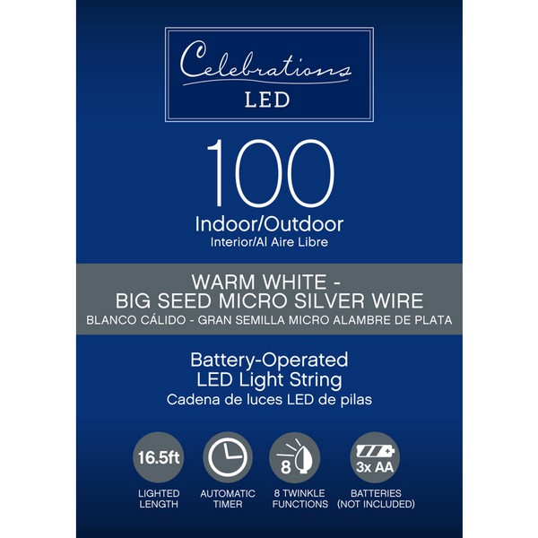 Celebrations LED Micro Dot/Fairy Clear/Warm White 60 ct String Christmas
