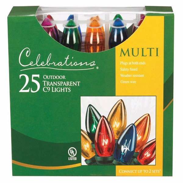 Celebrations Incandescent C9 Multicolored 25 ct String Christmas Lights 25