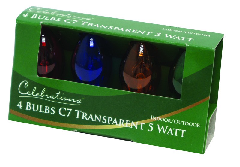Celebrations Incandescent Multicolored 4 ct Replacement Christmas Light Bulbs