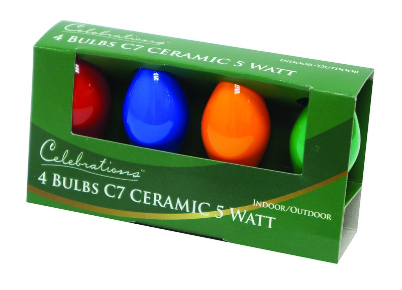 Celebrations Incandescent C7 Multicolored 4 ct Replacement Christmas Light