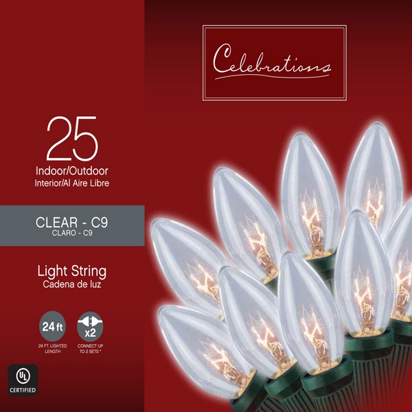 Celebrations LED C9 Clear/Warm White 25 ct String Christmas Lights 25 ft.