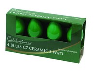 Celebrations Incandescent C7 Green 4 ct Replacement Christmas Light Bulbs