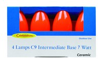 Celebrations Incandescent C9 Orange 4 ct Replacement Christmas Light Bulbs