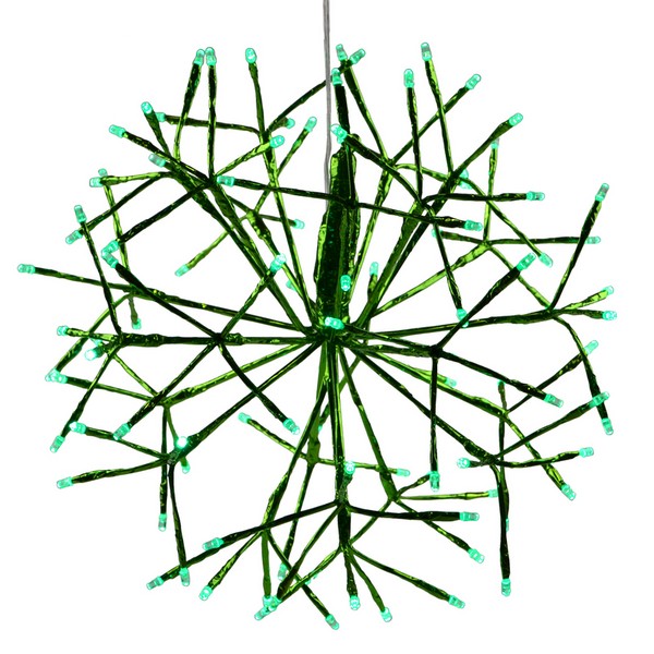 Celebrations Platinum LED Green 16 in. Shimmer Sphere Hanging Decor