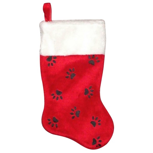 Dyno Red/White/Black Paw Print Christmas Stocking