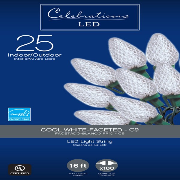 Celebrations LED C9 Cool White 25 ct String Christmas Lights 16 ft.