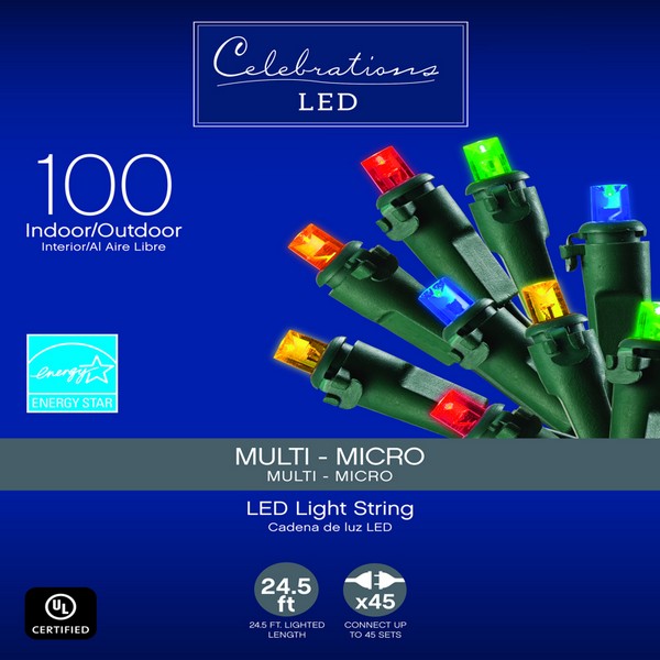 Celebrations LED Micro/5mm Multicolored 100 ct String Christmas Lights 24.75