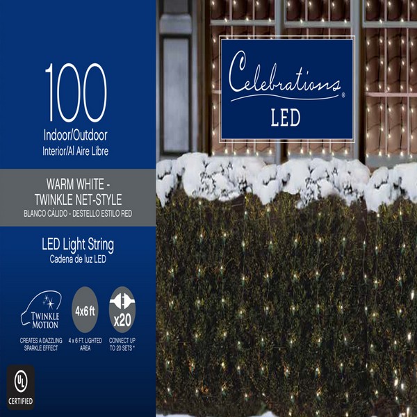 Celebrations LED Clear/Warm White 100 ct Net Christmas Lights 24 ft.