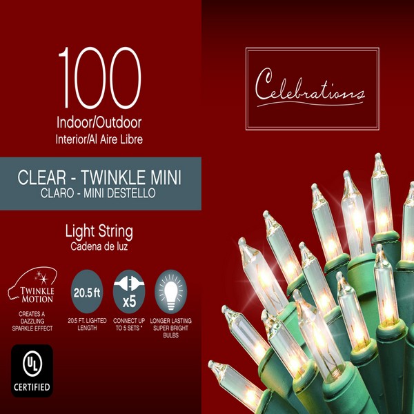Celebrations Incandescent Mini Clear/Warm White 100 ct String Christmas Lights 20.5 in.